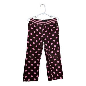Mini Boden Brown Corduroy Pants with Pink Polkadots Girl’s size 4. [K72]